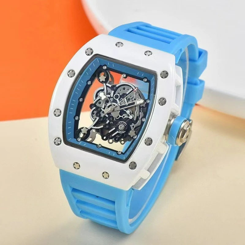 Luxury Barrel Watch Hollow Quartz Design Transparent Men’s Fashion Timepiece