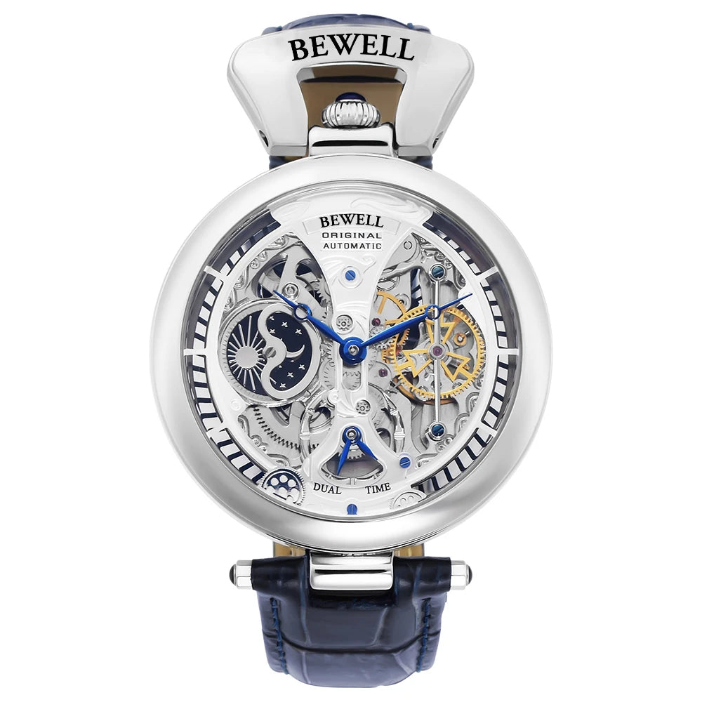 uxury Automatic Watch Leather Strap Transparent Waterproof Design