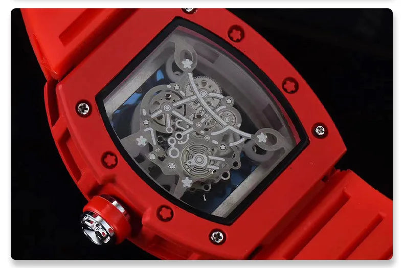 Luxury Barrel Watch Hollow Quartz Design Transparent Men’s Fashion Timepiece