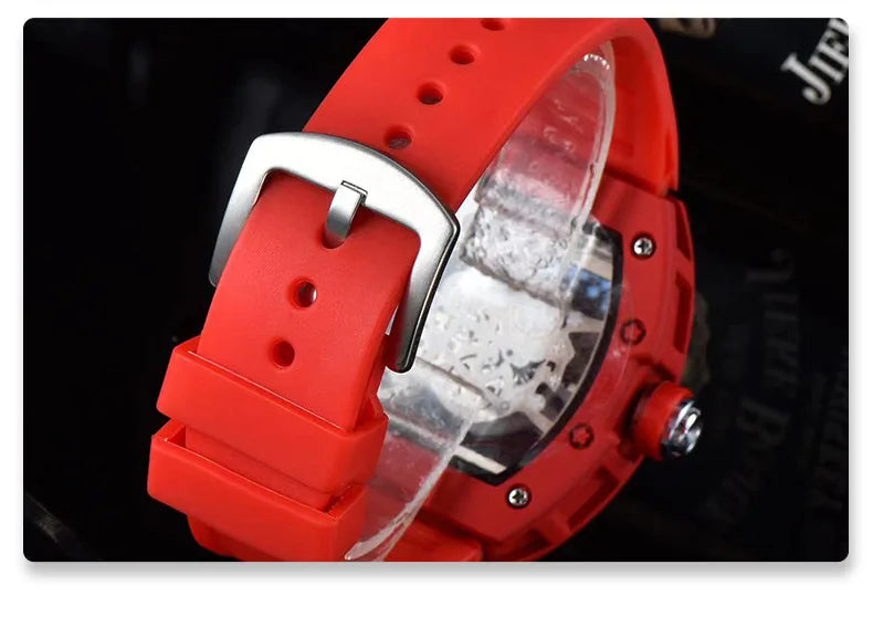 Luxury Barrel Watch Hollow Quartz Design Transparent Men’s Fashion Timepiece