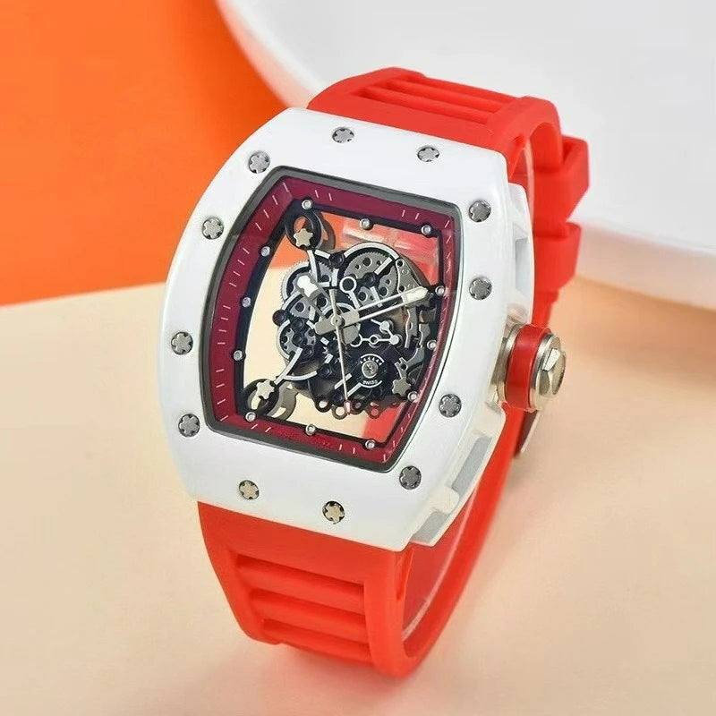 Luxury Barrel Watch Hollow Quartz Design Transparent Men’s Fashion Timepiece