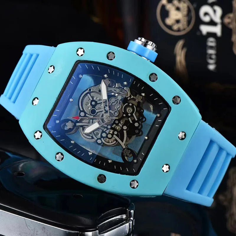 Luxury Barrel Watch Hollow Quartz Design Transparent Men’s Fashion Timepiece